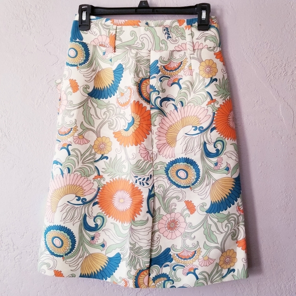 J CREW size 00 women’s tie-waist a line ornate floral lined skirt work wear boho - Picture 4 of 7